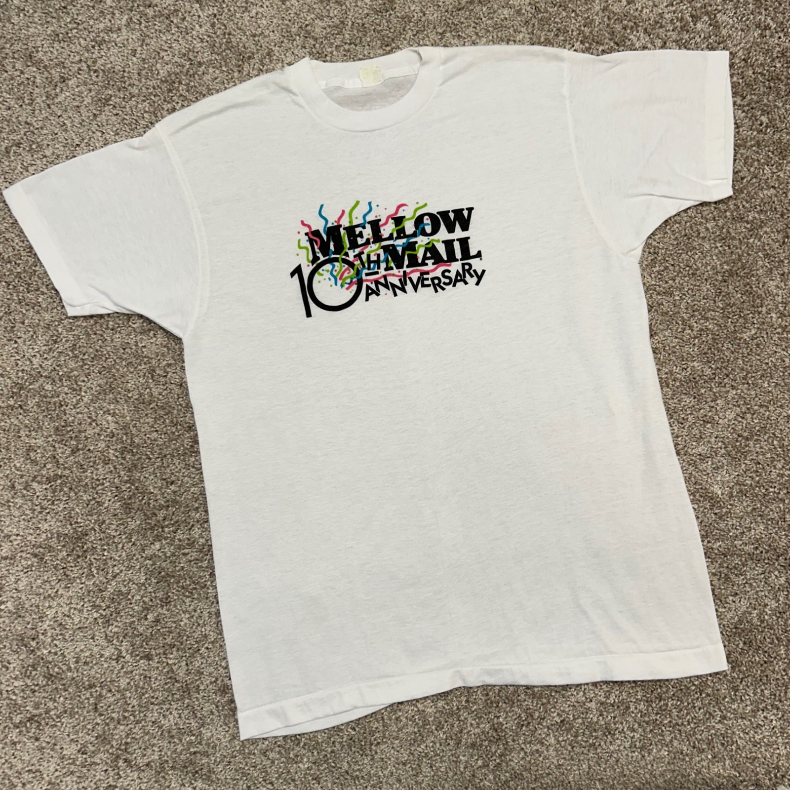 Vintage 80's Mellow Mail 10th Anniversary Tshirt No Size Tag (M-L) Single Stitch